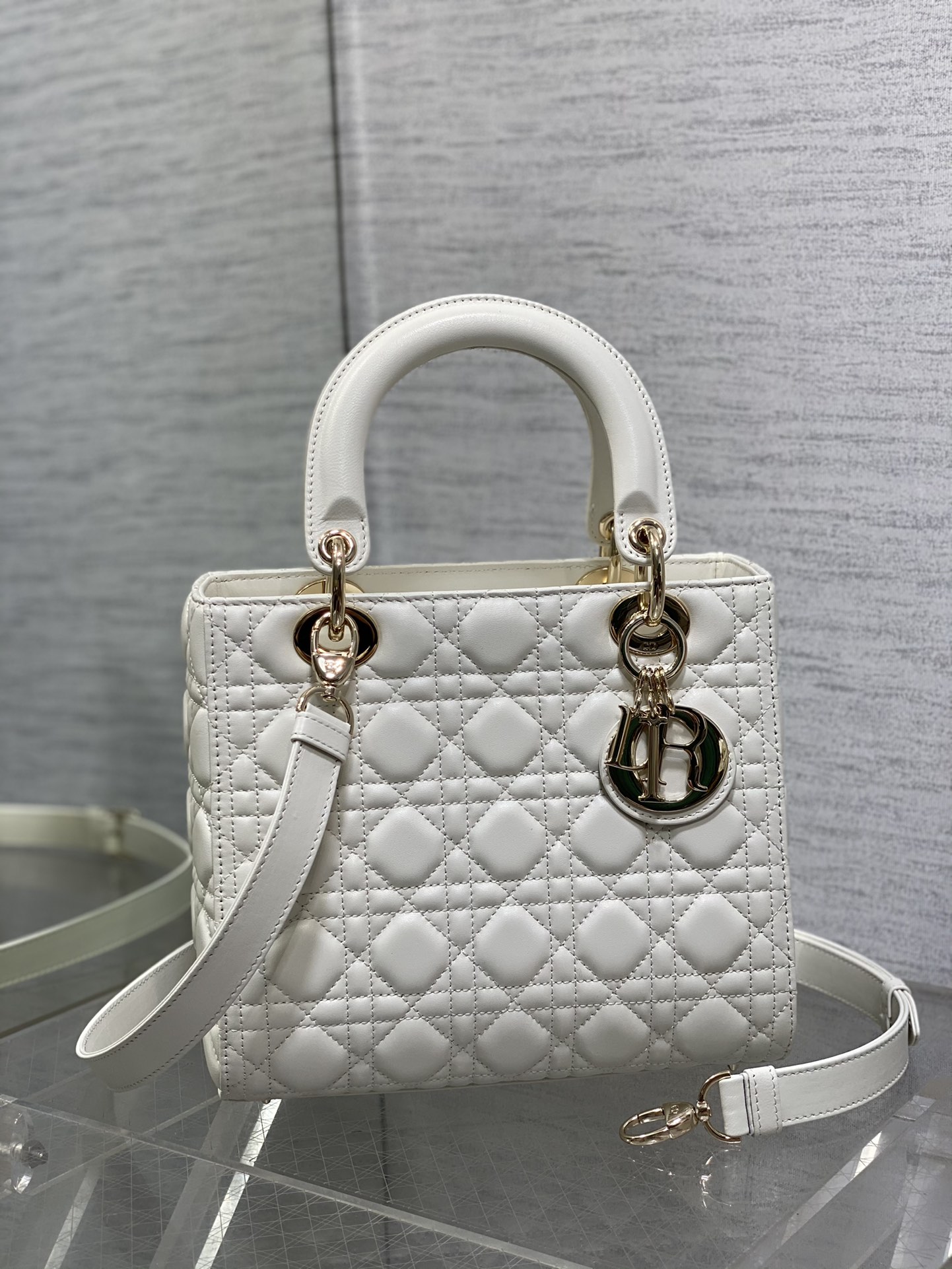 Medium Lady Dior Bag Latte Cannage Lambskin